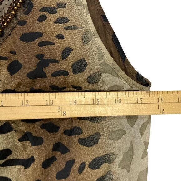 New Direction Sleeveless Blouse Womens Size Medium Leopard Print Embellished Top - Picture 9 of 12
